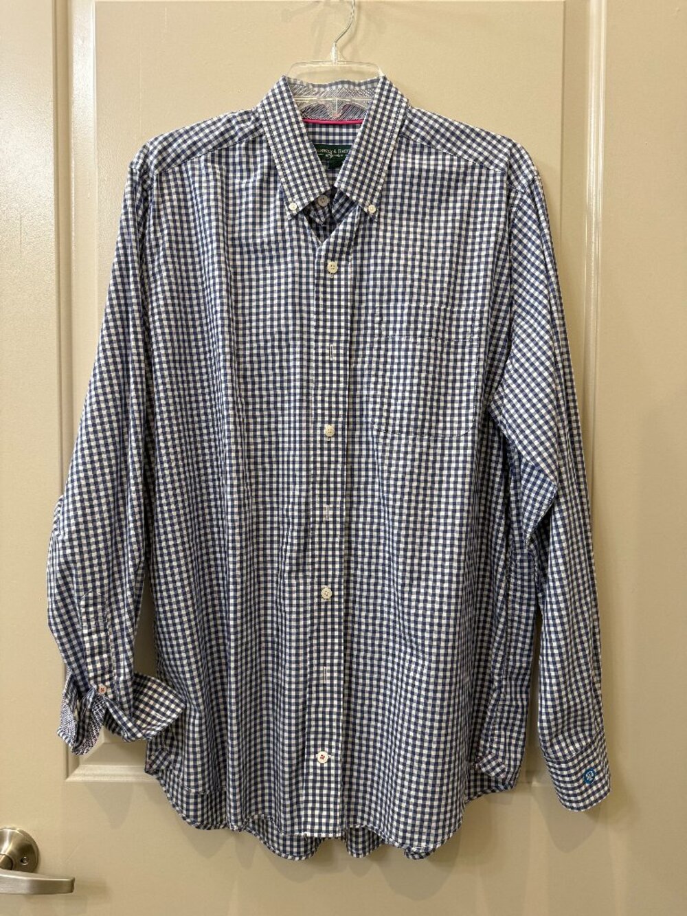 Fairway & Greene Mens L Gingham Long Sleeve Button Down.